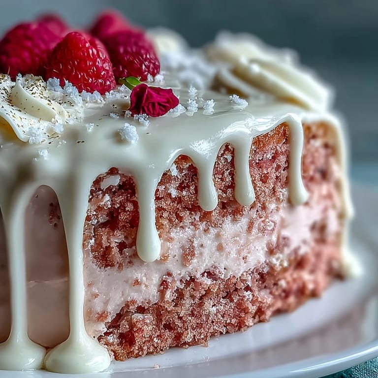 Decadent Rosé Velvet Cake creation, showcasing creamy frosting and a sophisticated shimmering gold finish.